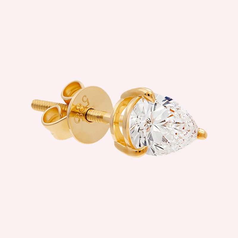 1 carat Pear Solitaire Studs