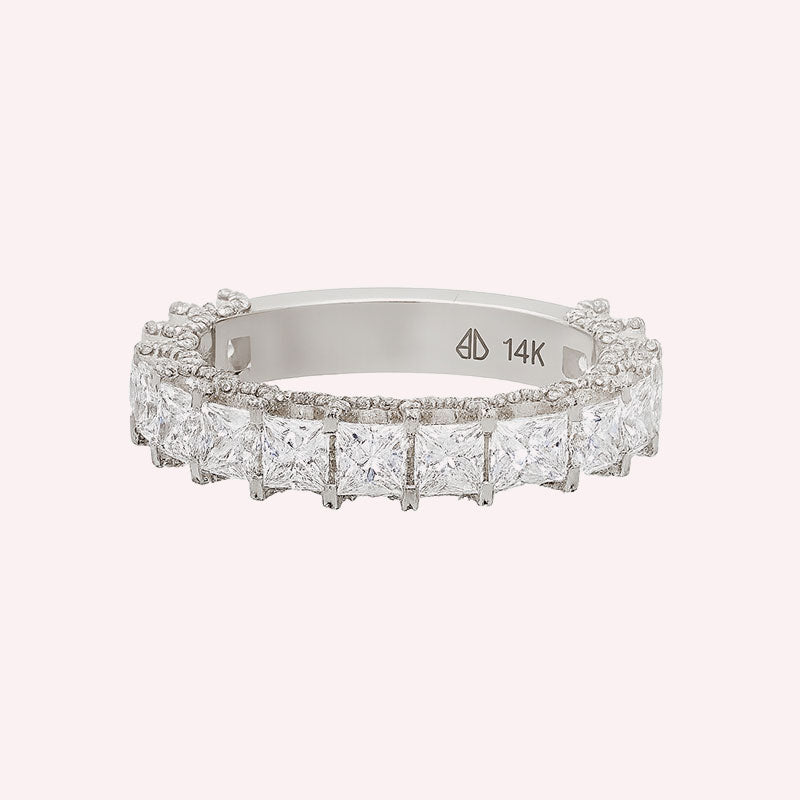 14K White Gold Princess-Cut Diamond U-Setting Band