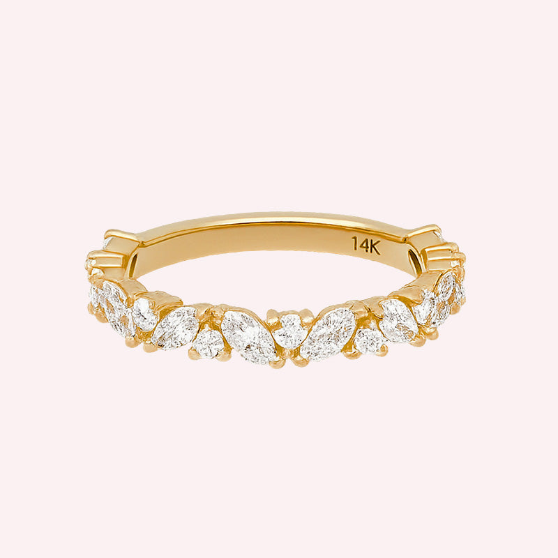 14k White Gold Mixed-Cut Marquise and Round Diamond Band