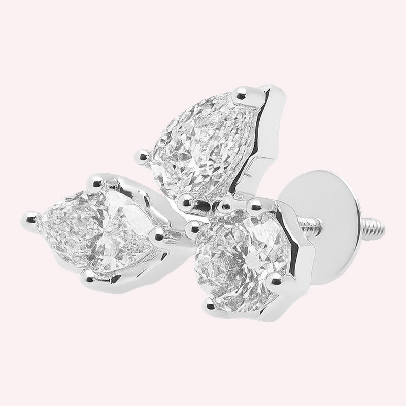 Minerva’s Mark 3 carat Pear Marq Round Cluster Studs
