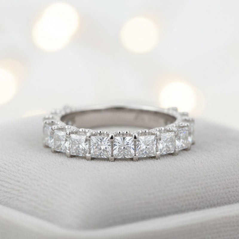 14K White Gold Princess-Cut Diamond U-Setting Band