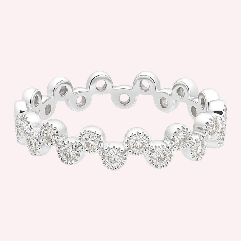 White Gold Bubble Style Round Diamond Band